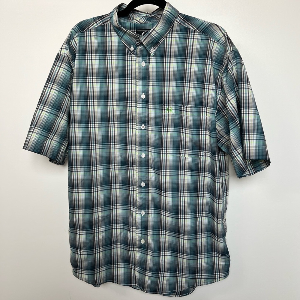 Cinch Blue & Green Plaid Casual Button Down Shirt